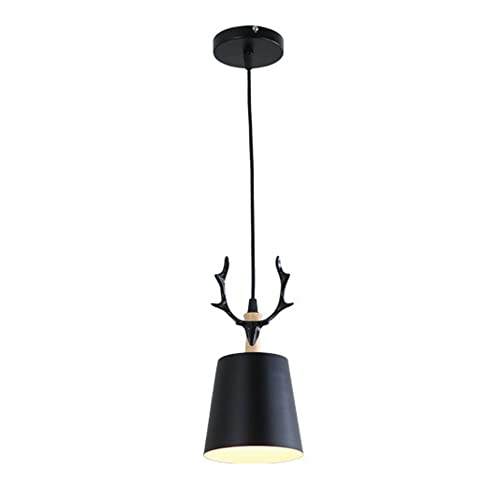 Lustre pastoral en bois E27 suspension simple réglable noire ou colorée pour bar