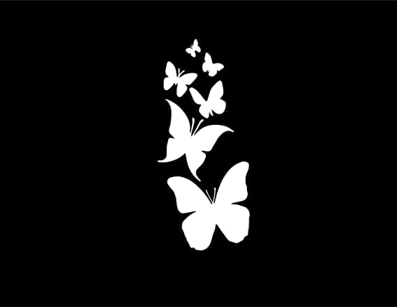 AK Traders Inc Butterfly Family Premium Quality White Vinyl Sticker for car | Van | Trucks | Motorcycle | Bumper | Window Any Smooth Surface Size: | 7" X 3" **On Transparent Sheet (Not a Decal)**