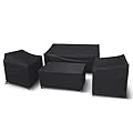 Outdoor Furniture Cover Waterproof, STARTWO 4 Piece Patio Furniture Covers Set, Heavy Duty Lawn Patio Covers for 1xSofa Cover, 2xChair Covers, 1xCoffee Table Cover with Windproof Buckle Strap, Black