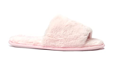 Women s Fuzzy Fur Slide Memory Foam Open Toe Slipper