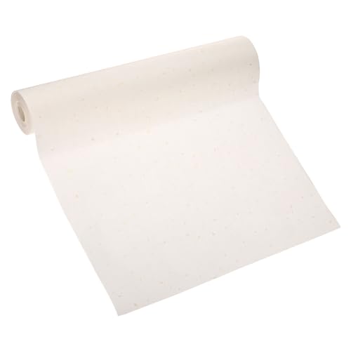 PATIKIL Rotolo di Carta Xuan, 65,6 Piedi x 13,8 Pollici Carta Cinese per Pratica Calligrafia con Punto Dorato Chunlian Duilian Carta di Riso per Pratica Calligrafia, Bianco