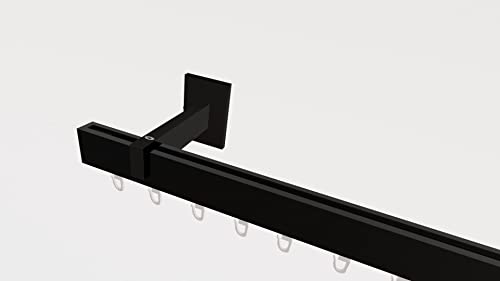 Innenlaufsystem Gardinenstange Square-LINE kantig, auf Maß - Schwarz - 200 cm 1-Lauf Innenlaufsystem Gardinenstange Square-LINE kantig, auf Maß - Schwarz - 200 cm 1-Lauf