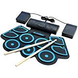 Drumskool Electric Drum Set, MIDI Electronic Drum Pad Set, Connect your phone to play along with included Drum Lessons, Speakers, Drum Pedals, Drum Sticks, 10 hours play time, Quickstart Guide