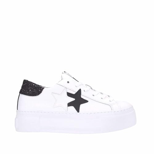 Sneakers casual femme 2Star avec semelle platform en cuir pour un confort et une hauteur idéal.