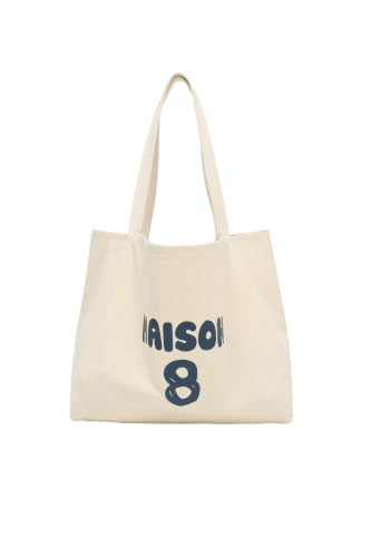 Image of Jeelow Large Striped Or Patterned Canvas Tote Bag for Women Men Shoulder Handbag with Zipper Pocket Travel