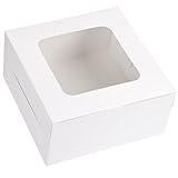 Moretoes 40pcs 10x10x5 Inches Cake Boxes with Window White Pastry Boxes Paper Bakery Box for Cakes,...
