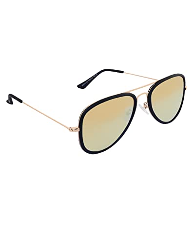Image of Giordano Unisex Aviator Polarized UV Protected Sunglasses, 54 Mm, Gold