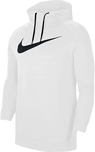 Nike Therma Men's Pullover Swoosh Training Hoodie (Medium, White/Black)