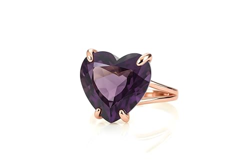 Bague cœur améthyste facettée or rempli haute finition - 5
