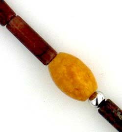 .925 Sterling Silver Carved Yellow Jade Cicada Tube Jasper 17 Inches Necklace #TOP2