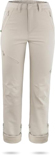 normani Outdoor Sports Damen Softshellhose Hose Trekkinghose Winddichte,atmunsgaktive Funktionshose auf 3/4 Länge kürzbar (XS(34)-L(42)) Farbe Beige Größe XS/34-36