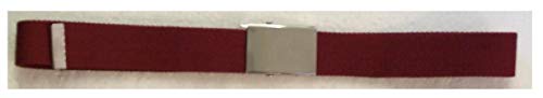 Men's Cotton Web Belt with Nickle Buckle Burgundy Color