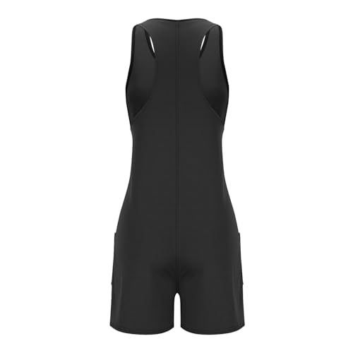 Mrat Womens Jumpsuit Summer Short Dungarees Casual Sleeveless Playsuit One-Piece Jumpsuits with Pockets Strap Wide Leg Romper Loose Fit Work Bib Overall Pants Ladies Elegant Workout Gym Athletic - Image 7