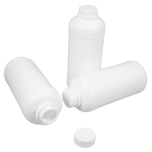 CIYODO Set of 3 Reusable Sample Bottles with Lids 1l Plastic Lab Bottles Secure Seal for Water or Chemical Storage