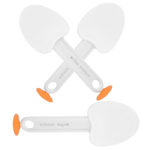 PRETYZOOM 3pcs Heart Shaped Rice Paddle Spoon Non Stick Upright Rice Spatula with Suction Cup for Easy Serving Space Saving Design for Home and Restaurant Use