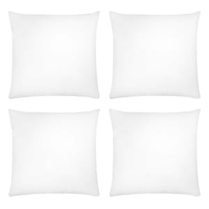 Covers All Throw Pillow Inserts Pack of 4 Durable Soft Square 16 x 16 Inches 65 GSM Non Woven Fabric with 15D Silicon Fiber Filling Universal uses for Home Decor Office Indoor Outdoor