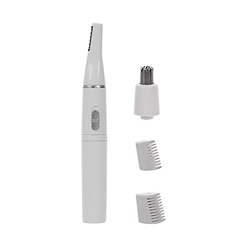 YUECI Augenbrauen trimmer & Nasenhaartrimmer für Frauen/batteriebetrieben,IPX7 Wasserdichte Doppelklingen 4 in 1 Set Edelstahl Professioneller schmerzfreier und esichtshaartrimme, Weiß, Einheitsgröße Cover
