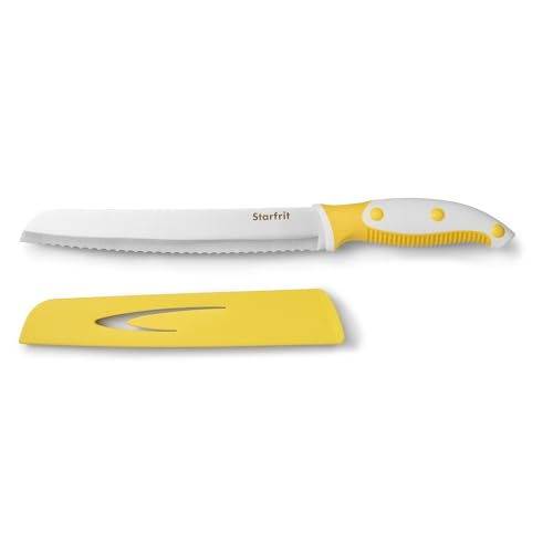 Starfrit 8" Serrated Bread Knife, Stainless Steel, Soft Grip, Sheath