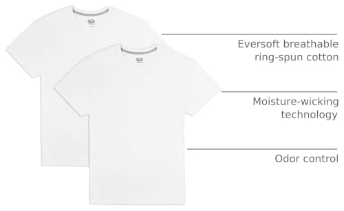 Image of Fruit of the Loom Men's Eversoft Cotton Short Sleeve T-Shirts, 2 Pack