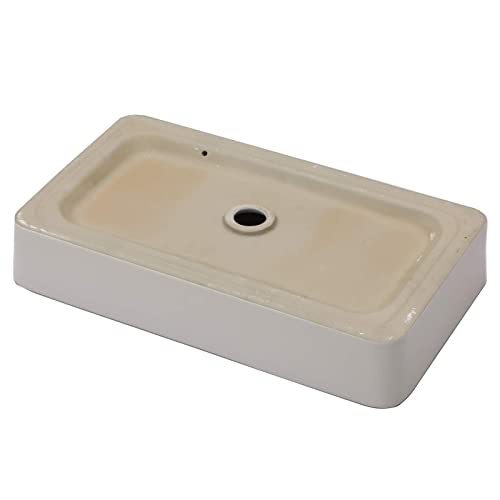 Rectangle Above Counter Vessel Sink - Mocoloo 24"X16" Square Countertop Installation Bathroom Sink White Porcelain Ceramic Lavatory Vanity Sink Basin Without Overflow. #TOP5