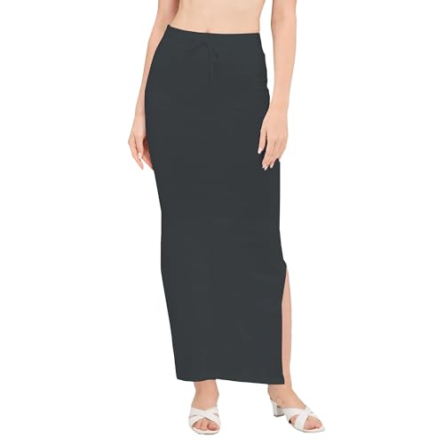 Image of DESI GIRL Cotton Lycra Stretchable Saree Shapewear Petticoat for Plus Size with Drawstring for Women | Fishcut Saree Petticoat with Side Slit for Easy Movement | Saree Shaper | Long inskirt