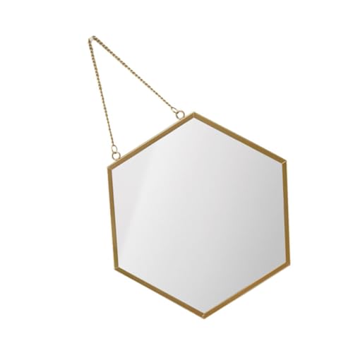 Miroir hexagonal mural noir métal pour salle de bain design géométrique chic