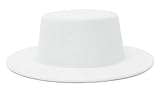 EOZY Women Men Classic Felt Fedora Hat Wide Brim Flat Top Jazz Panama Hat Casual Party Church Hat White