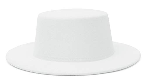 EOZY Women Men Classic Felt Fedora Hat Wide Brim Flat