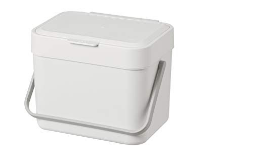 Image of Litem Food Waste Basket Bin - a Wall Hanging Type Bucket with Hook and Bracket to Hang Against Wall or Kitchen countertop for Your conveniences 1.05 Gallons (4L) (Ivory) | Wall Hanging Type Bucket, With Hook and Bracket, Hang Against Wall or Kitchen Countertop