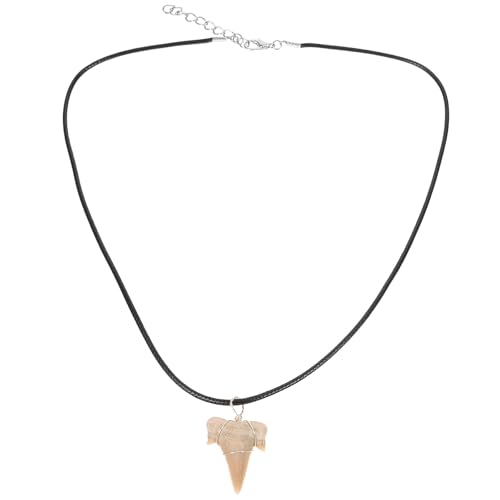 Homoyoyo Collier en cuir synthétique véritable - Collier ras du cou avec pendentif dent de requin...