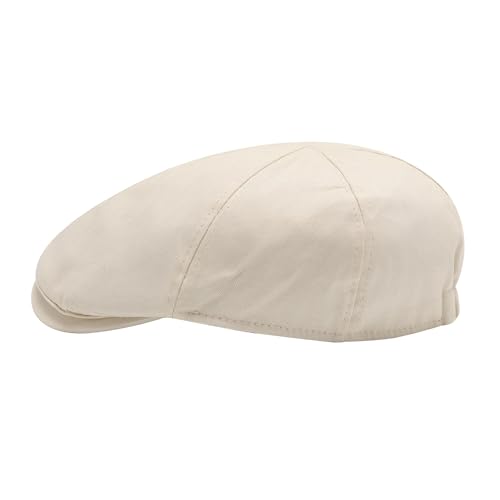 Image of ZLYC Men Cotton Flat Cap Summer Scally Ivy Gatsby Newsboy Beret Driver Cabbie Hunting Hat