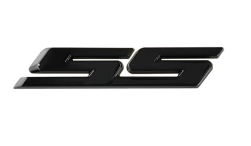 Image of MMUNNA 2pcs SS Emblems Metal 3D Side Trunk Badge Decal Sticker Logo Replacement for Camaro SS Series Truck (Black)