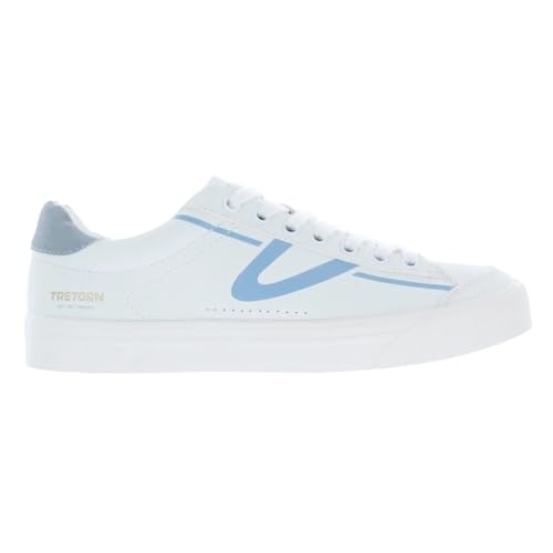 TRETORN Hopper Canvas Sneakers, White with Blue Logo, Lace-up Closure2