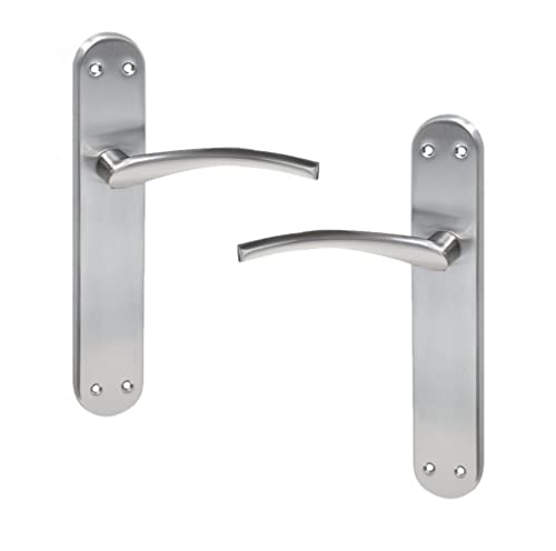 AZERODESIGN - Juego de Manilla con Placa Larga EVA - 4,5x24,5 cm - Largo Manija de 12 cm - Resistente al Desgaste y la Oxidación - Color Níquel Satinado - Fácil Instalación - Material de Aluminio