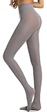 DTWAWA Womens 40 Denier Opaque Control Top Tights, High Waist Pantyhose - Grey