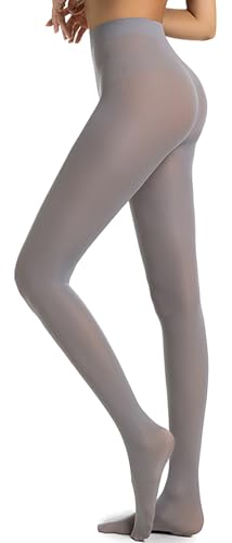 Image of DTWAWA Womens 40 Denier Opaque Control Top Tights, High Waist Pantyhose - Grey