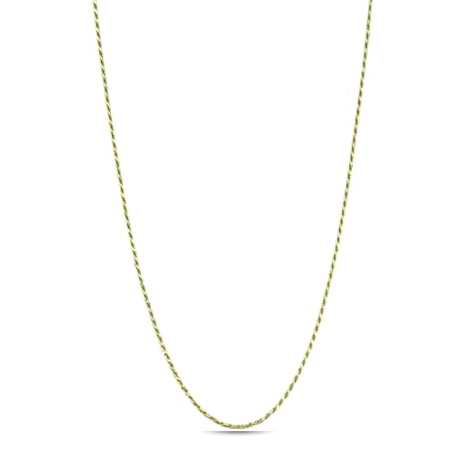 10K Solid Yellow Gold 1.5mm Diamond-Cut Rope Chain Necklace – 20