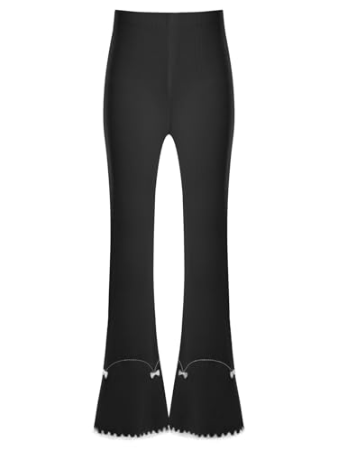 Toddlers Girls Elastic Waist Flared Pants Kids Ribbed Athletic Bell Bottoms Cotton Ruffle Yoga Leggings3