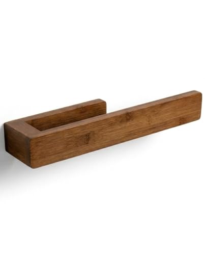 HOLESS - Toallero de Baño sin Taladro - Bambú Natural - Adhesivo Extra Fuerte - Toallero Madera para Baño - Diseño Minimalista - Soporta 5kgs - Resistente a Humedad - 30cm