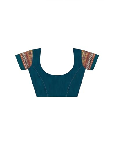 Image of SIRIL Women's Printed Cotton Linen One Minute Ready to Wear Saree With Unstitched Blouse Piece