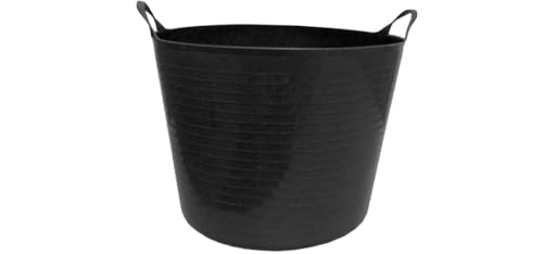 Tuff Stuff Products F4-BK 4.2 Gallons Outdoor Carry Flex Tub Storage Bin Container Tote Tubs Bucket with Carrying Handles, Black