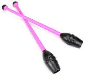 Premium RG Rhythmic Gymnastics Clubs/Wands for Rhythmic Gymnastics (Black Pink, 36 cm Juniors)-image-1