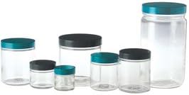 Qorpak GLC-01624 2oz Clear Straight Sided Round Jar with 53-400 Black Phenolic Cap, Case of 24