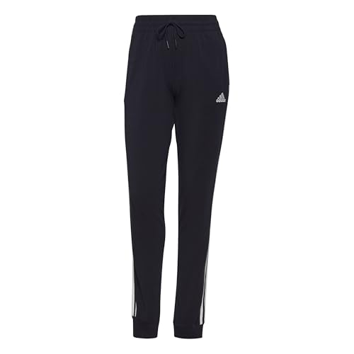 adidas Women's Standard Essentials Single Jersey 3-Stripes Pants, Legend Ink/White, X-Large