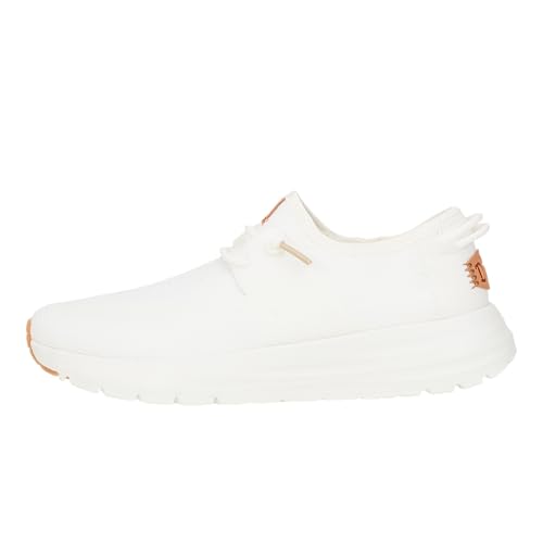HEYDUDE Women's Sirocco Neutrals, White Size 9 | Lightweight Casual Slip On Sneaker with Breathable Upper and Elastic Laces