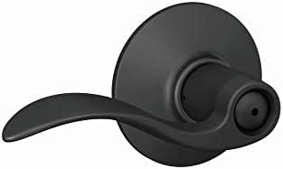 Schlage F40 ACC 622 Accent Door Lever, Bed & Bath Privacy Lock, Matte Black