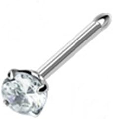 18g Surgical Steel Nose Ring Stud Body Jewelry Piercing with Clear Gem 18 Gauge Nemesis Body Jewelry