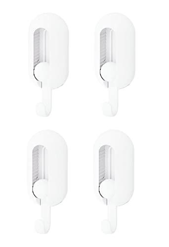 Adhesive Wall Hooks For Hanging Towel Hooks For Coat Robe Towels Stick On Bathroom Or Kitchen Universal Rotatable Ceiling Hooks 4 Pack White #TOP18
