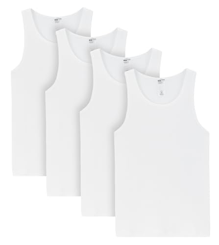 LAPASA Men's 100% Cotton Ribbed Tank Tops Sleeveless Crewneck A-Shirts Basic Solid Undershirts Vests 4 Pack M35, White, XX-Large