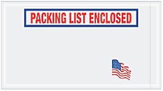 Tape Logic 5 1/2 x 10 U.S.A. Flag Packing List Enclosed Envelopes